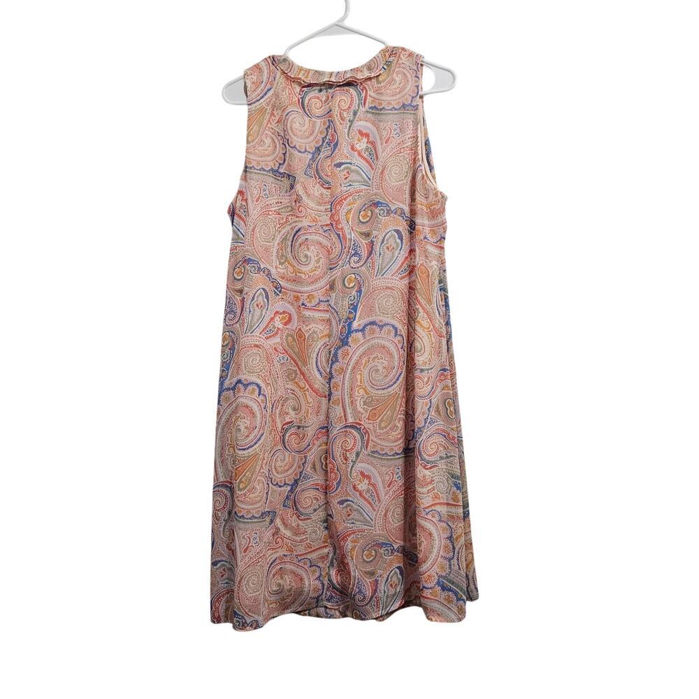 Tommy Hilfiger St. Tropez Pink Paisley Tassel Tie Sleeveless Shift Dress Sz L - Picture 2 of 5